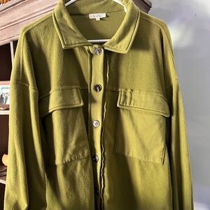 La Miel Green Button Up Collared Shirt with two Pockets
